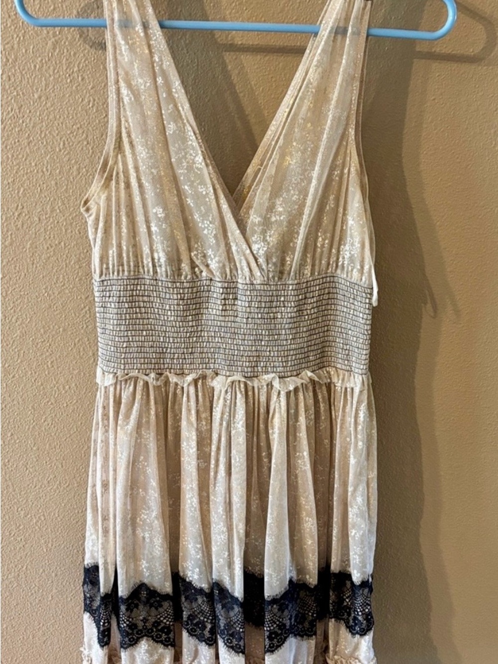 Vintage Free People Black & Gold Metallic Dee Dress - Lined Size Small - Picture 5 of 12